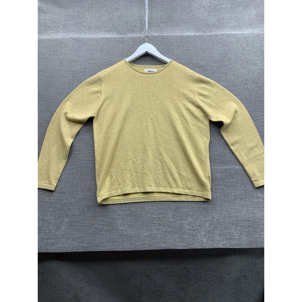 Worthington Sweater Womens XL Yellow Metallic Tight Knitted Crew Neck Pullover